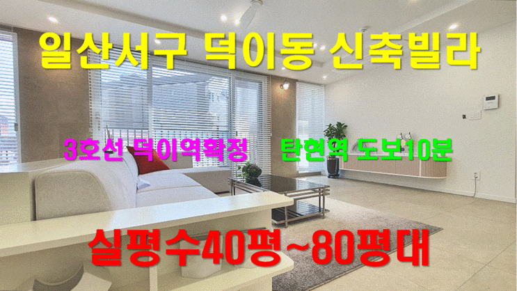  일산서구 덕이동 신축빌라 3호선 덕이역확정 실평수40~80평대