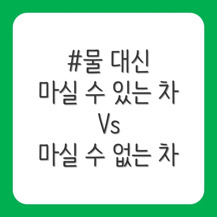  물 대신 마실 수 있는 차 vs 물 대신 마실 수 없는 차
