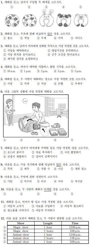 중3 전국영어듣기평가 2019년도 기출문제, 정답, 음원파일