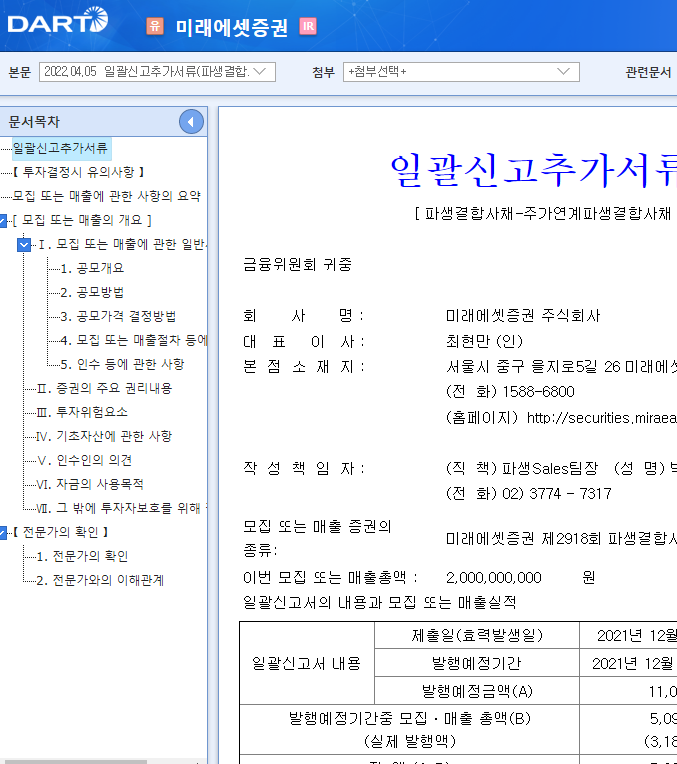 미래에셋증권 / 일괄신고추가서류(파생결합사채-주가연계파생결합사채) 미래에셋증권 / 일괄신고추가서류(파생결합사채-주가연계파생결합사채)