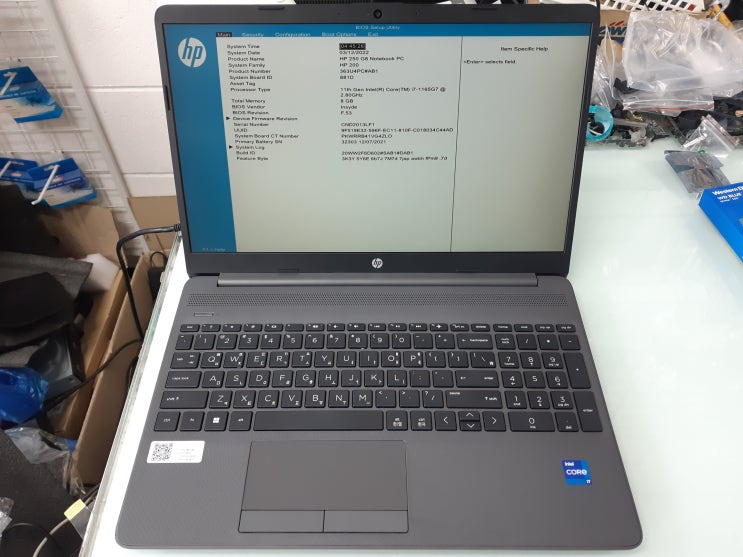 부평 컴퓨터수리 HP 노트북 250 G8 SSD 500기가 업그레이드 메모리 32기가 추가 구매