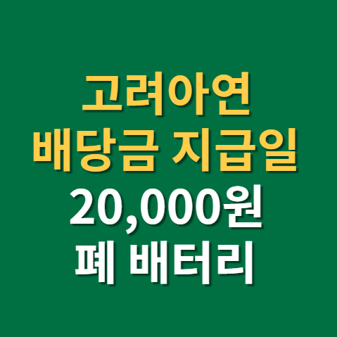  고려아연 배당금 지급일 배당일 주가 전망 실적까지(f. 그린수소 관련주, 폐배터리 대장주)