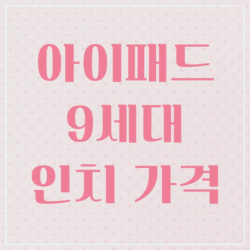 아이패드 9세대 인치 가격