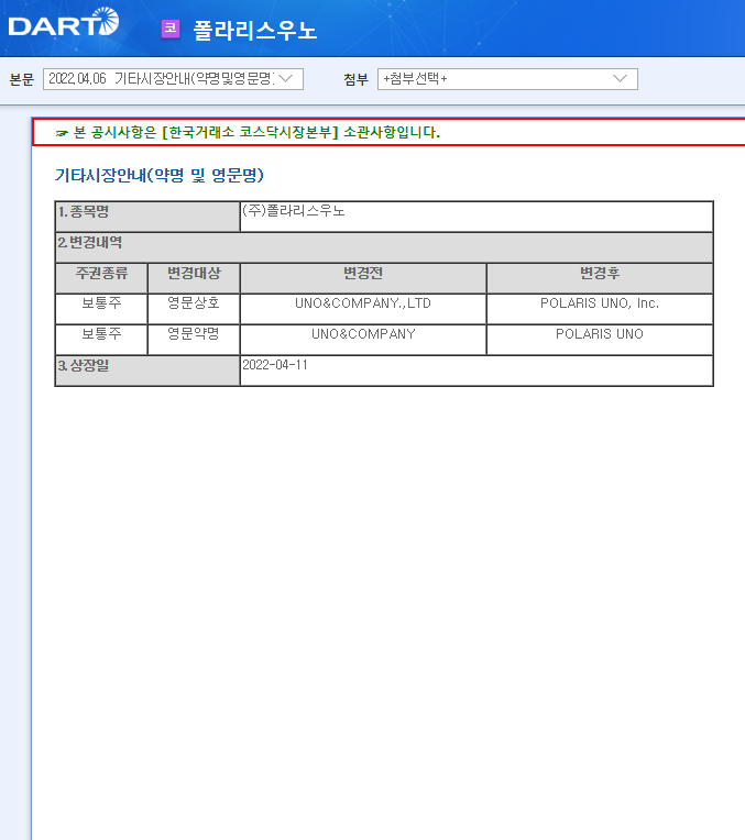 폴라리스우노 / 기타시장안내(약명및영문명)