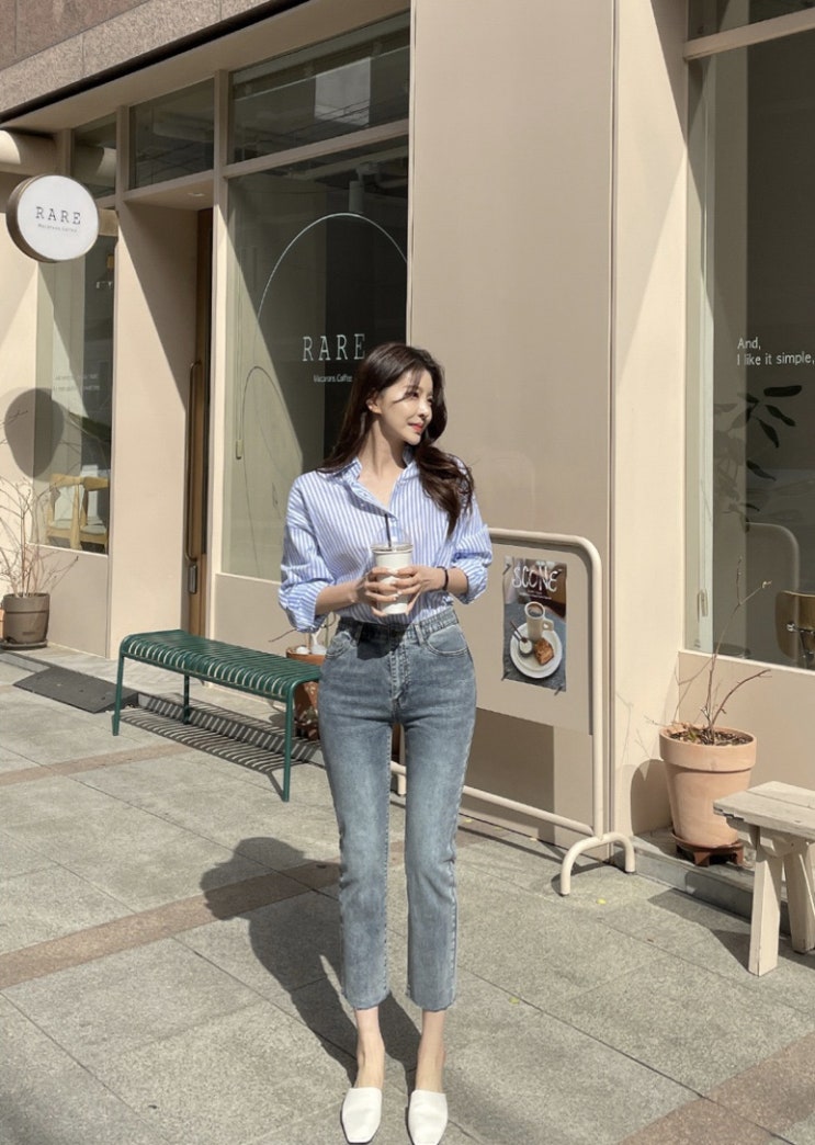  [패션/내돈내산] 니썸 히든밴딩 슬림 일자핏 그레이시 데님팬츠 상세 리뷰 및 착샷 : 에이블리 쇼핑몰 바지 추천