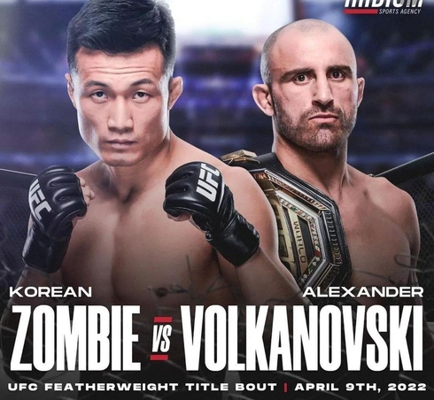  UFC273 '코리안 좀비' 정찬성, 알렉산더 볼카노프스키 쓰러트릴수 있다
