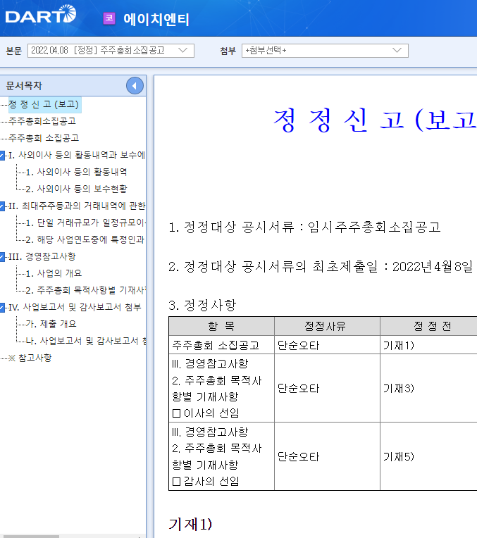 에이치엔티 / 주주총회소집공고