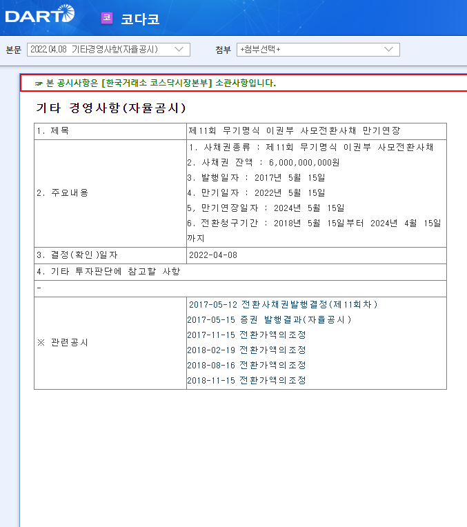 코다코 / 기타경영사항(자율공시)