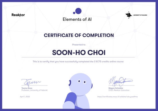  인공지능[28]: 핀란드 헬싱키 대학의 Elements of AI(인공지능의 기초)를 끝내면서...