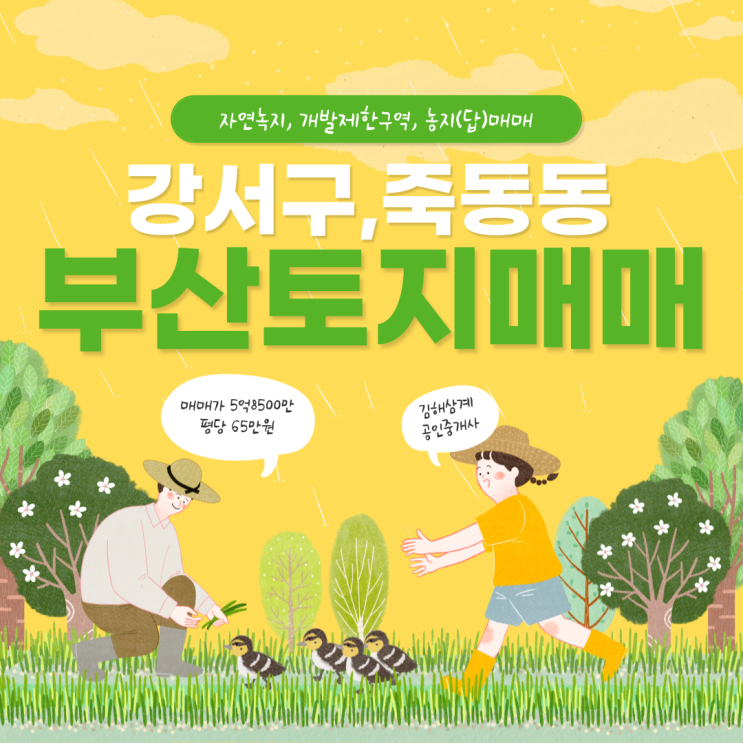  부산토지 강서구 죽동동 농지 900평 매매