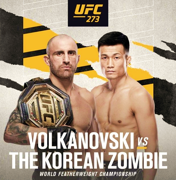 정찬성 VS 볼카노프스키 UFC 273 경기 시간과 대진표 및 SPOTV 생중계 시청법