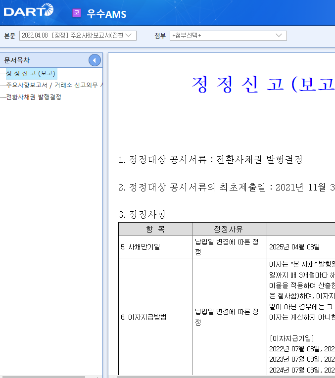 우수AMS / 주요사항보고서(전환사채권발행결정) 우수AMS / 주요사항보고서(전환사채권발행결정)