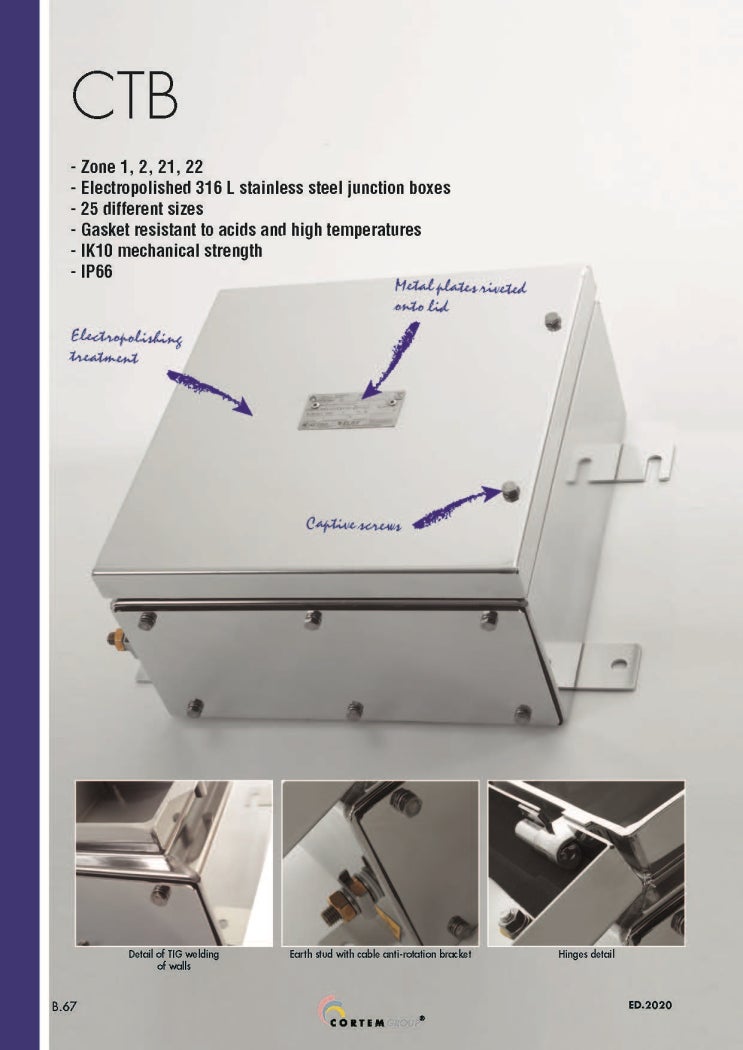 안전증 방폭 박스 / Ex e Box, SUS316, IECEx / Cortem, Italy