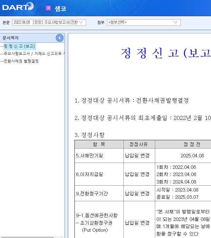 샘코 / 주요사항보고서(전환사채권발행결정) 샘코 / 주요사항보고서(전환사채권발행결정)