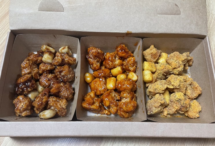  구월동 닭강정 : 가마로강정 , 3가지맛 포장 , 배달 가능 , 뿌링킹 닭강정 맛있다!