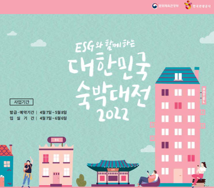  한국관광공사 ESG 2022 대한민국 숙박대전 할인쿠폰 사용처 야놀자 여기어때 제주닷컴