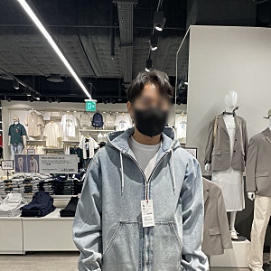 스파오 루즈핏 데님 후드집업 남자친구 착용샷 (예쁜 연청자켓, 연청집업 후기)
