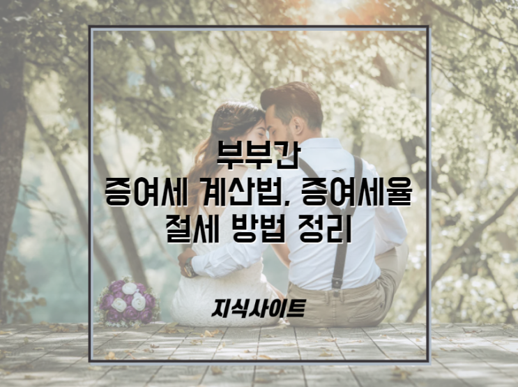  부부간 증여세 계산법, 증여세율, 절세 방법 정리