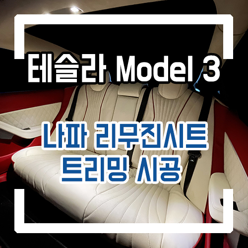  테슬라 시트 모델3 내부 싹 바꿨습니다. 나파 리무진 시트 개조 시공 레드&화이트 실내 인테리어 트리밍까지!