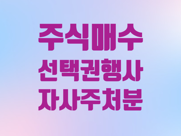 주식 용어 사전 - 주식매수선택권 행사 자사주 처분