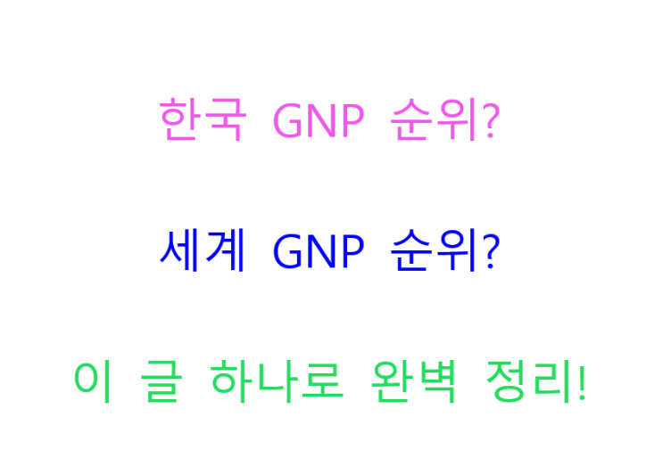 [거시경제학] 세계 GNP 순위와 한국 GNP 순위 - GNP: Gross National Product; 국민총생산