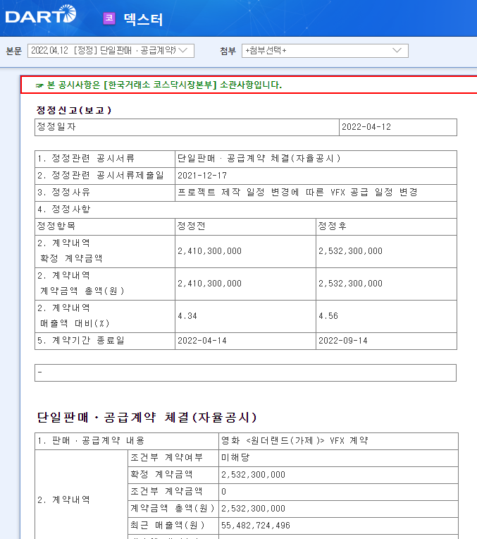 덱스터 / 단일판매ㆍ공급계약체결(자율공시)