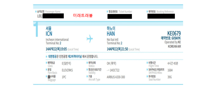 2022년 4월 14일 베트남 입국 - 하노이 상용비자 입국 대한항공 e티켓 발권 2022년 4월 14일 베트남 입국 - 하노이 상용비자 입국 대한항공 e티켓 발권