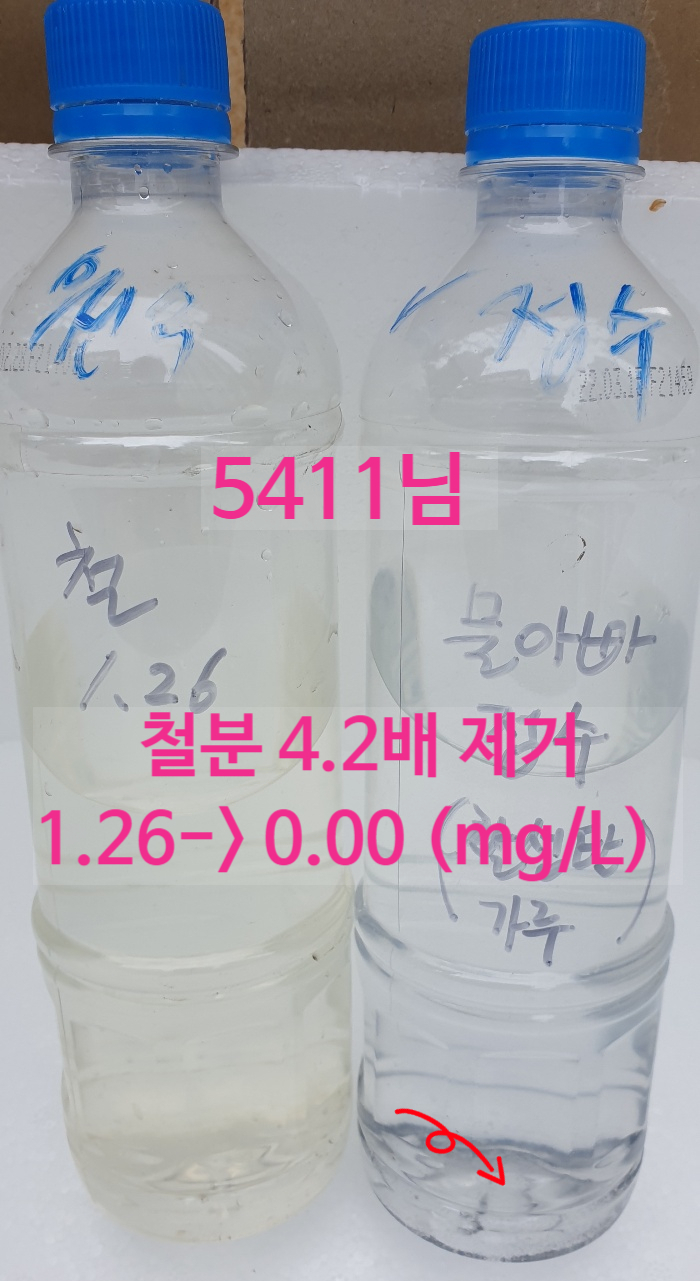 지하수 수질검사, 철분 초과(4.2배) 제거 되었습니다. 지하수 수질검사, 철분 초과(4.2배) 제거 되었습니다.