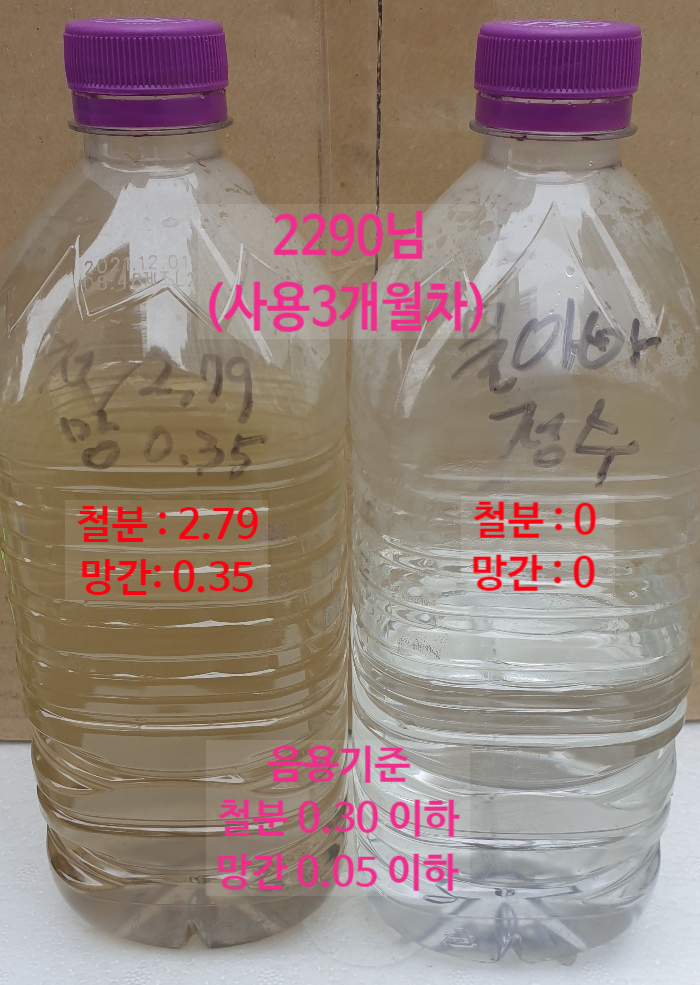 지하수 망간수치가 좀 올랐네요, 철분, 망간, 일반세균 정수. 지하수 망간수치가 좀 올랐네요, 철분, 망간, 일반세균 정수.
