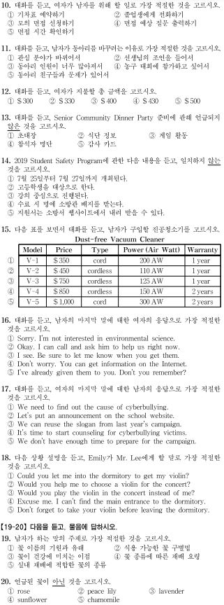  고3 전국영어듣기평가 2019년도 기출문제, 정답, 음원파일