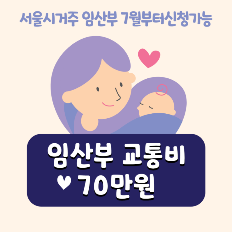  서울거주 임산부, 교통비70만원 받아가세요~