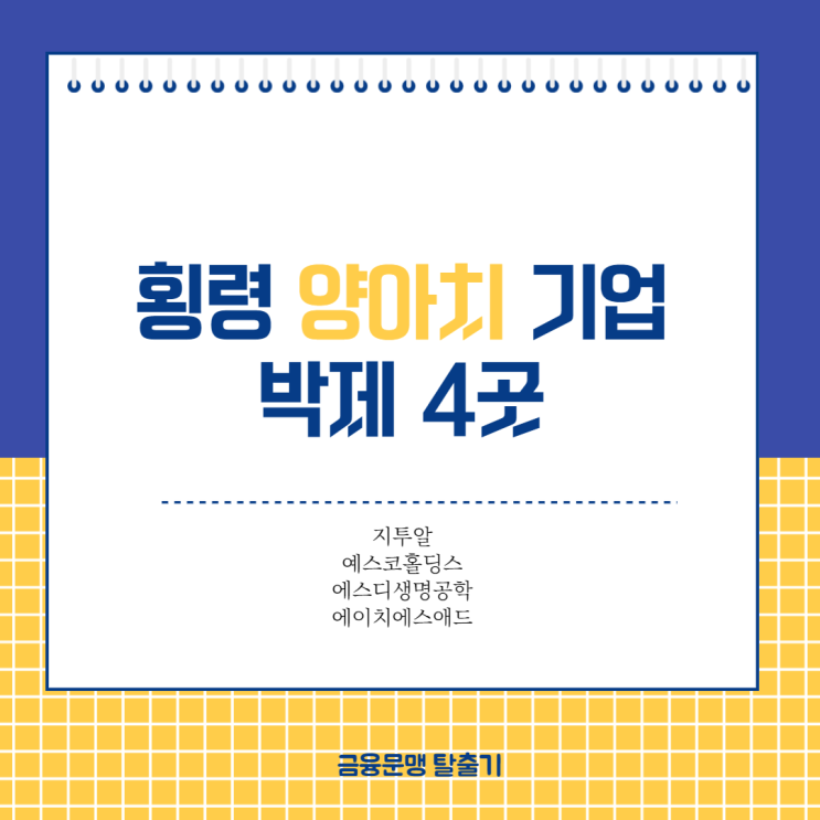  횡령 양아치 기업 4곳 박제 (금융위원회 4/13 선정)