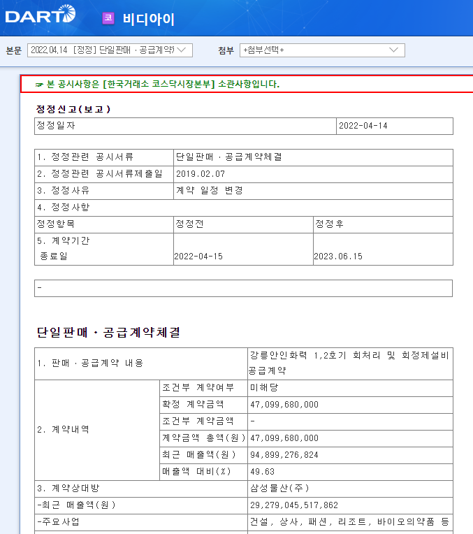비디아이 / 단일판매ㆍ공급계약체결 비디아이 / 단일판매ㆍ공급계약체결