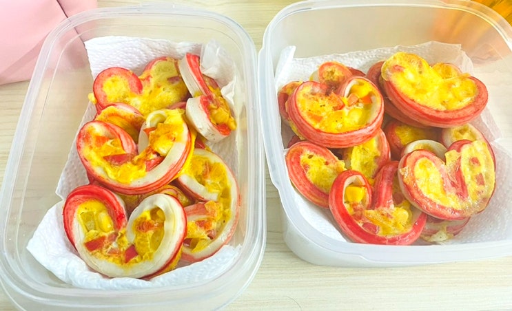  남자친구 도시락 반찬, 도시락만들기,간단도시락,예쁜도시락, 맛살전, <하트맛살전>