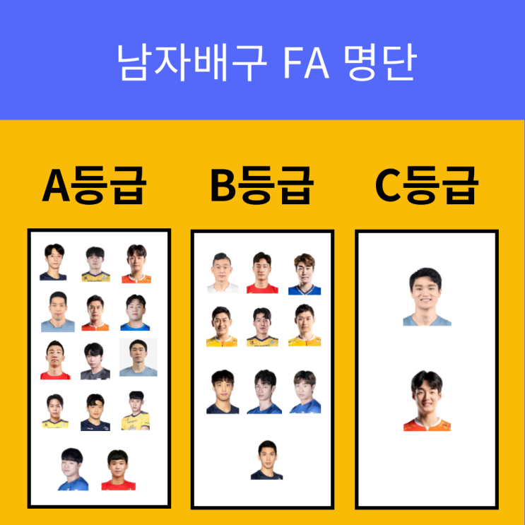 남자배구 FA 명단- 정지석, <b>서재덕</b>, 곽승석, <b>신영석</b>