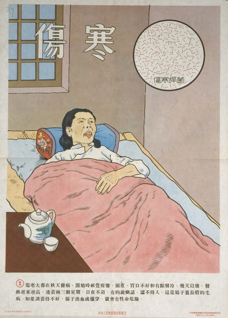1951년 중국의 상한傷寒 질환 포스터 (장티푸스; Typhoid Fever)