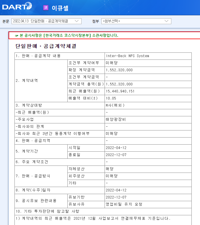 이큐셀 / 단일판매ㆍ공급계약체결