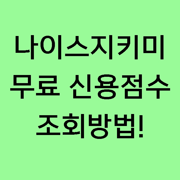  [꿀팁] 나이스지킴이 신용점수 무료 조회방법! 내 신용점수를 무료로 알고 싶다면? 무료 조회 방법 공유합니다!