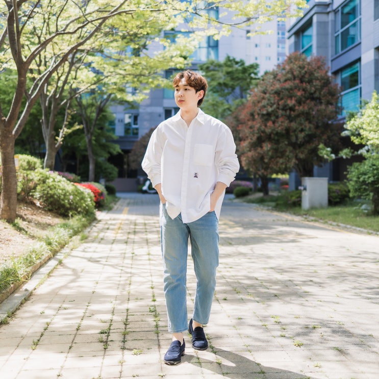  남자 옥스포드 셔츠 봄 코디 추천, 5월에도 커버낫 shirt 프레피룩!