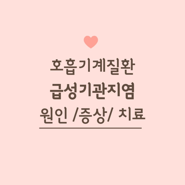  [호흡기계질환] 급성기관지염 원인 증상 치료