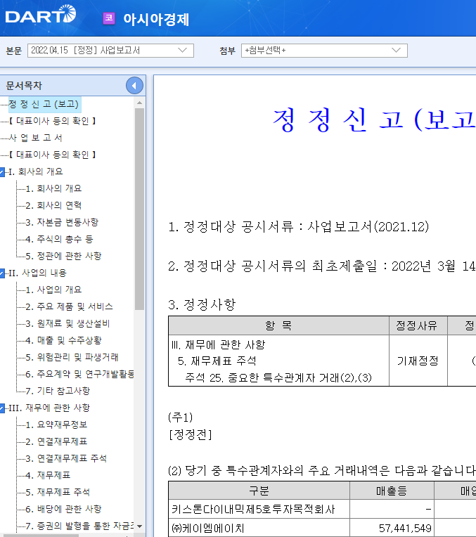 아시아경제 / 사업보고서 아시아경제 / 사업보고서