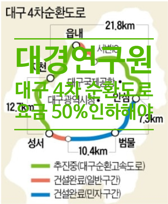  대경연구원 '대구 4차 순환도로 요금 50% 인하해야'