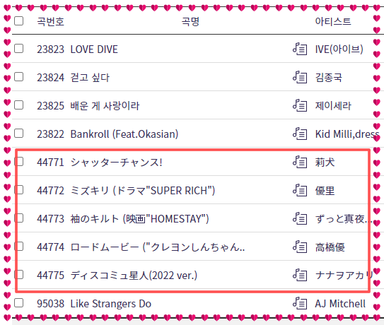 금영 노래방 2022년 6월 1차 따끈따끈한 일본곡 최신곡이에요~~! 금영 노래방 2022년 6월 1차 따끈따끈한 일본곡 최신곡이에요~~!