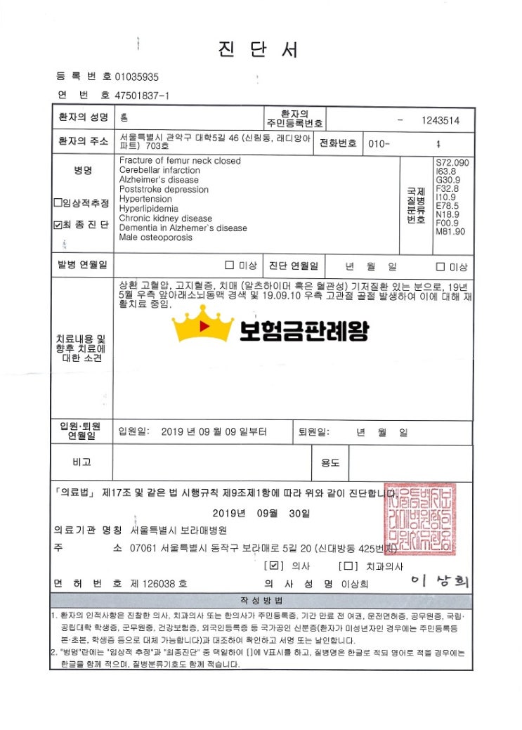  간병인이 없을때 치매환자 낙상 고관절 수술 사례