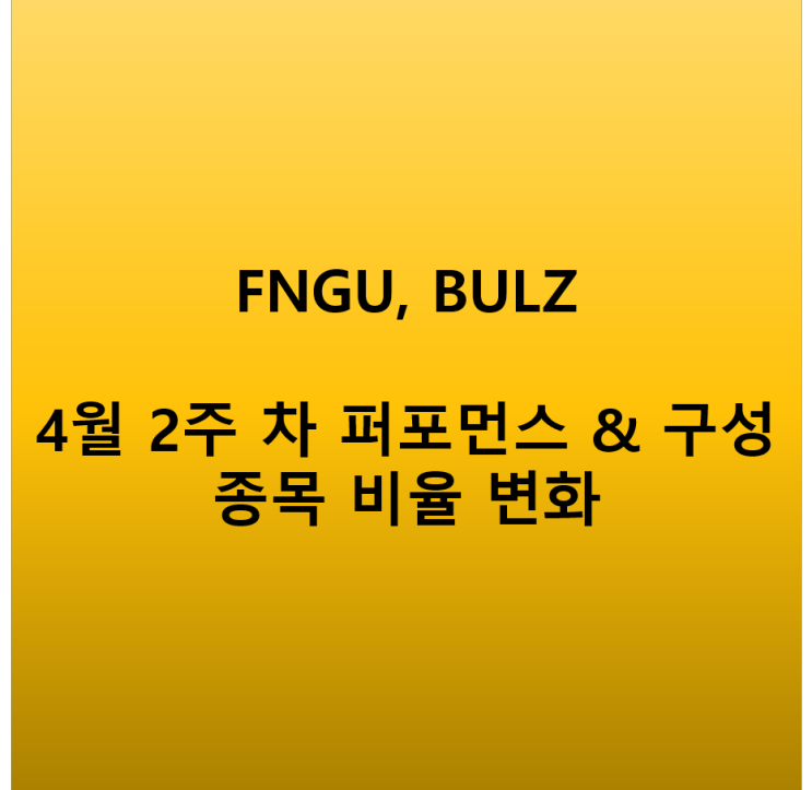 빅테크 3주째 하락, 현재 FNGU, BULZ 종목 구성 비율 & 주간 수익률 변화