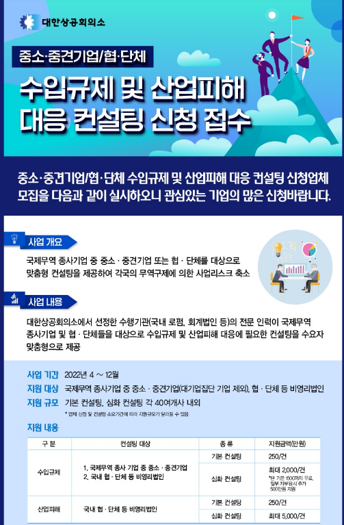 2022년 중소ㆍ중견기업 수입규제 대응 컨설팅 신청 공고 2022년 중소ㆍ중견기업 수입규제 대응 컨설팅 신청 공고