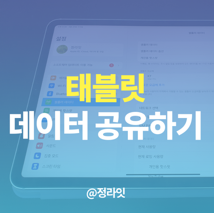  아이패드 데이터 쉐어링 알뜰폰 세팅법