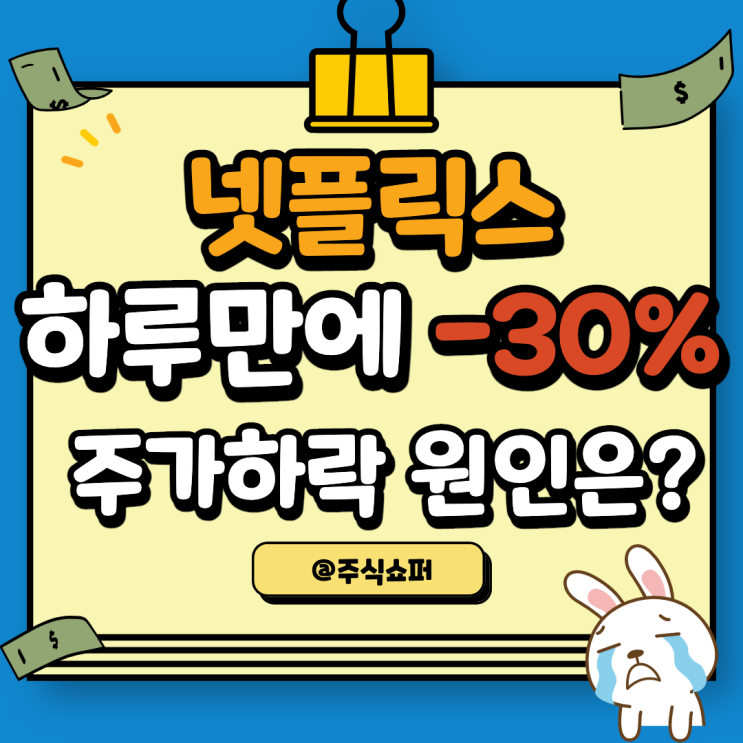  넷플릭스(NFLX) 하루만에 -30%? 주가 하락 사유는?