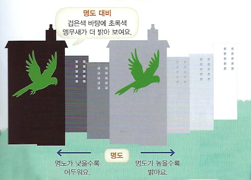 명도, 명도대비, 채도, 채도대비, 색상대비(명도, 채도, 색의 어울림을 생각하며 도시의 느낌 표현_5학년 미술) : 네이버 블로그