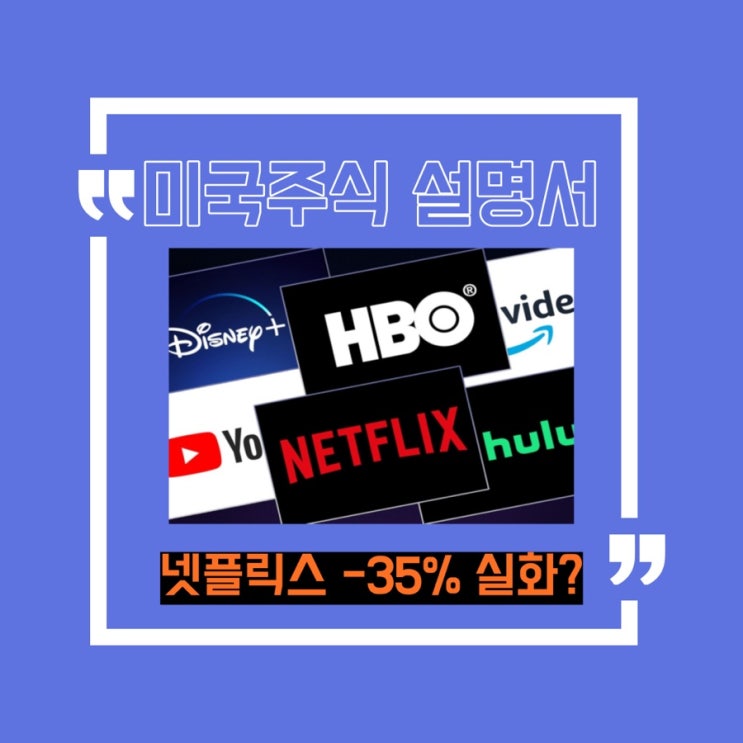  [미국주식] 넷플릭스 -35% 하락 이유 및 향후 전망